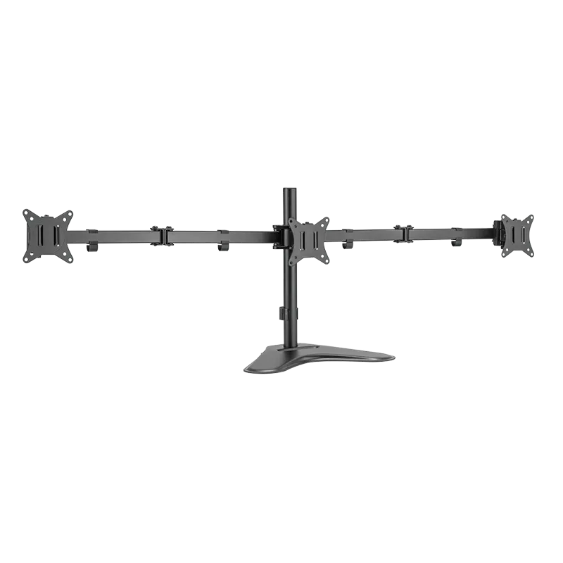 Monitorhalterung 3-fach, 17–27", Armlänge: je 658 mm, mit Smartphone-Halterung, Aluminium