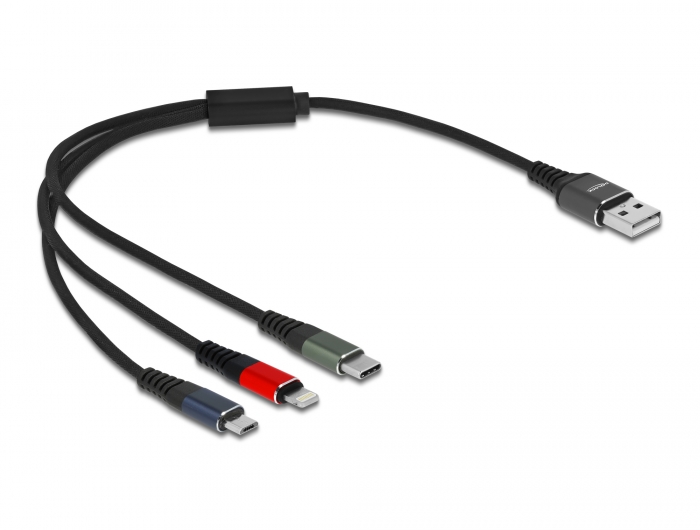 USB Ladekabel 3 in 1 für Lightning™ / Micro USB / USB Type-C™ 30 cm 3-farbig, Delock® [87236]