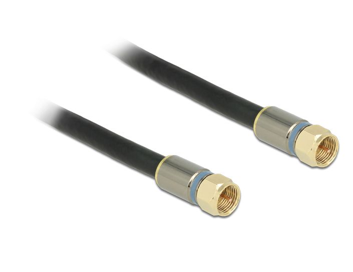 Antennenkabel, F-Stecker an F-Stecker RG-6/U, Vierfachschirmung, Premium, schwarz, 7,5m, Delock® [88
