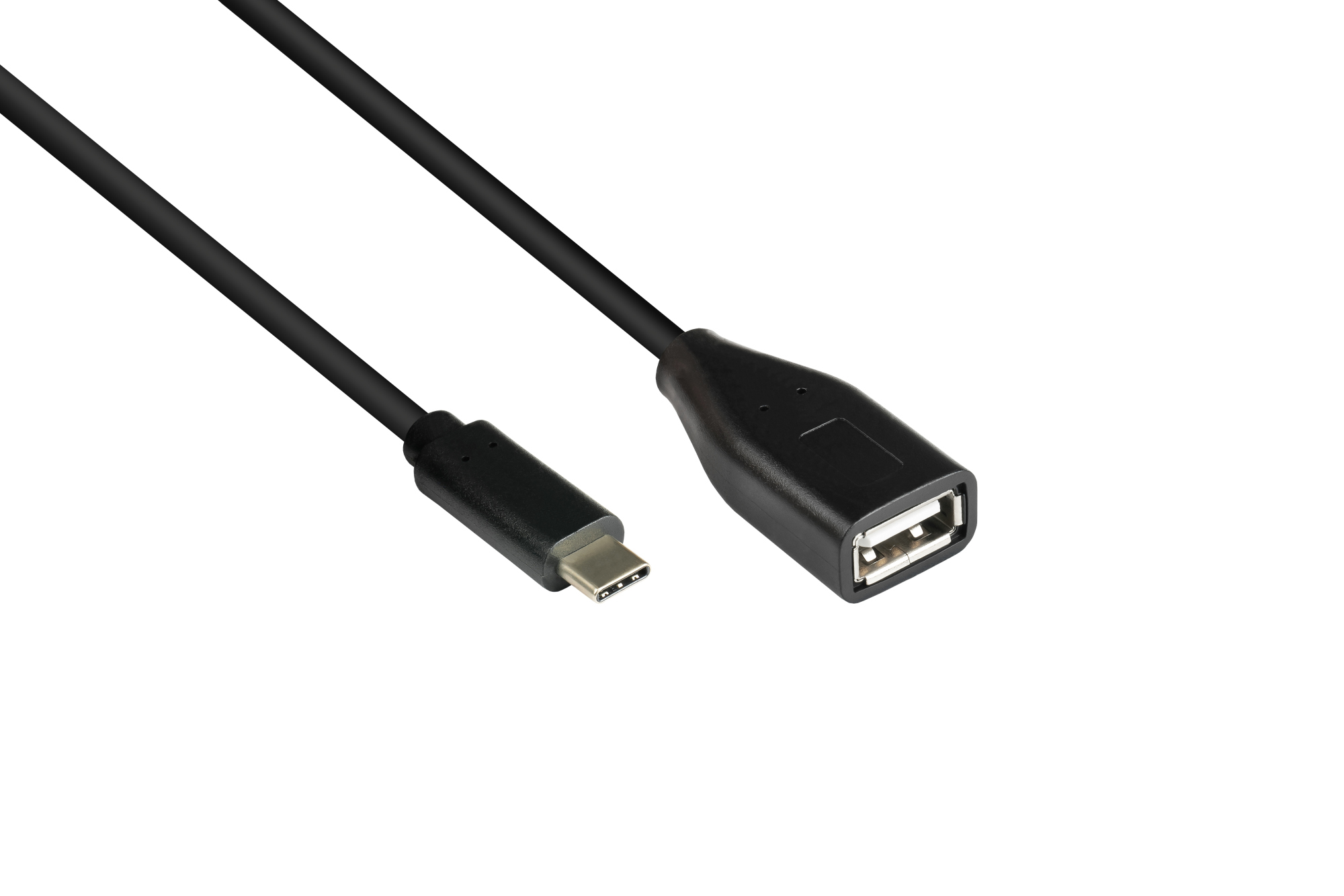 Adapterkabel USB 2.0 OTG (On-the-go), USB-C™ Stecker an USB A Buchse, schwarz, 0,1m, Good Connection