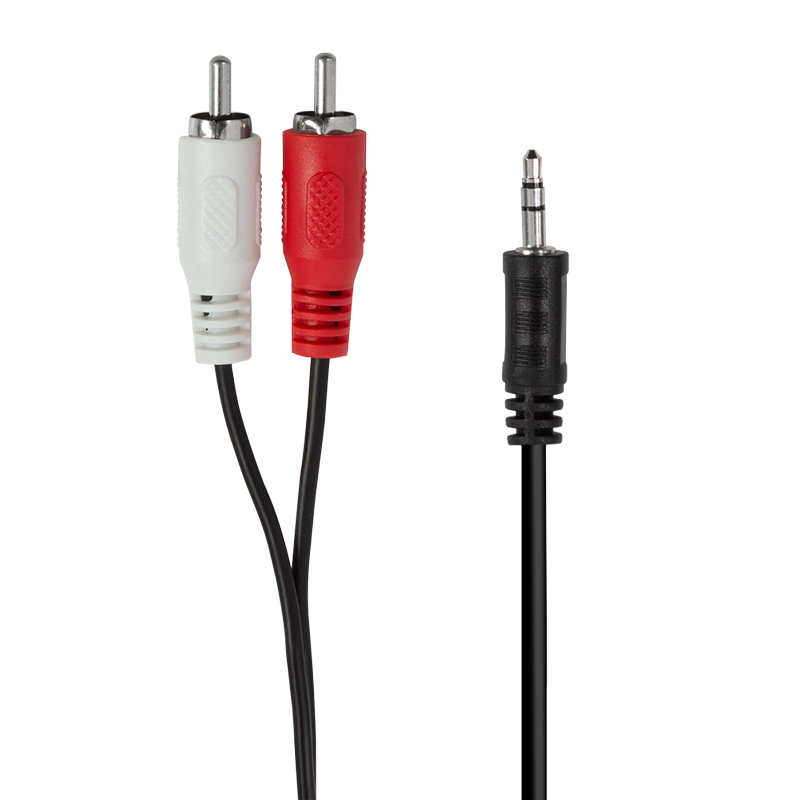 Audio-Kabel, 3,5 mm 3-Pin/M zu 2x Cinch/M, schwarz, 5 m