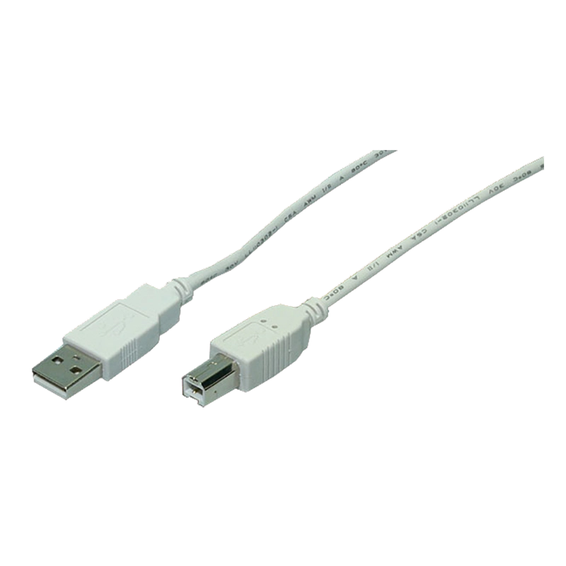 USB 2.0-Kabel, USB-A/M zu USB-B/M, grau, 2 m