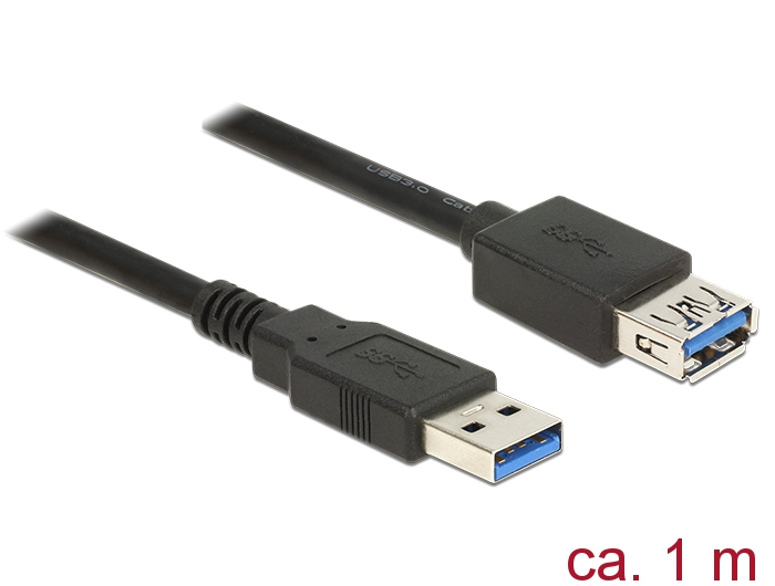 Verlängerungskabel USB 3.0 Typ-A Stecker an USB 3.0 Typ-A Buchse, schwarz, 1,0m, Delock® [85054]