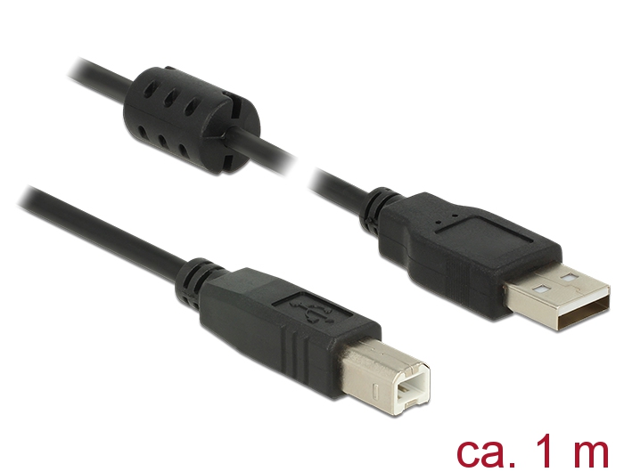 USB Kabel 2.0 Typ-A Stecker an USB 2.0 Typ-B Stecker, schwarz, 1,0m, Delock® [84895]