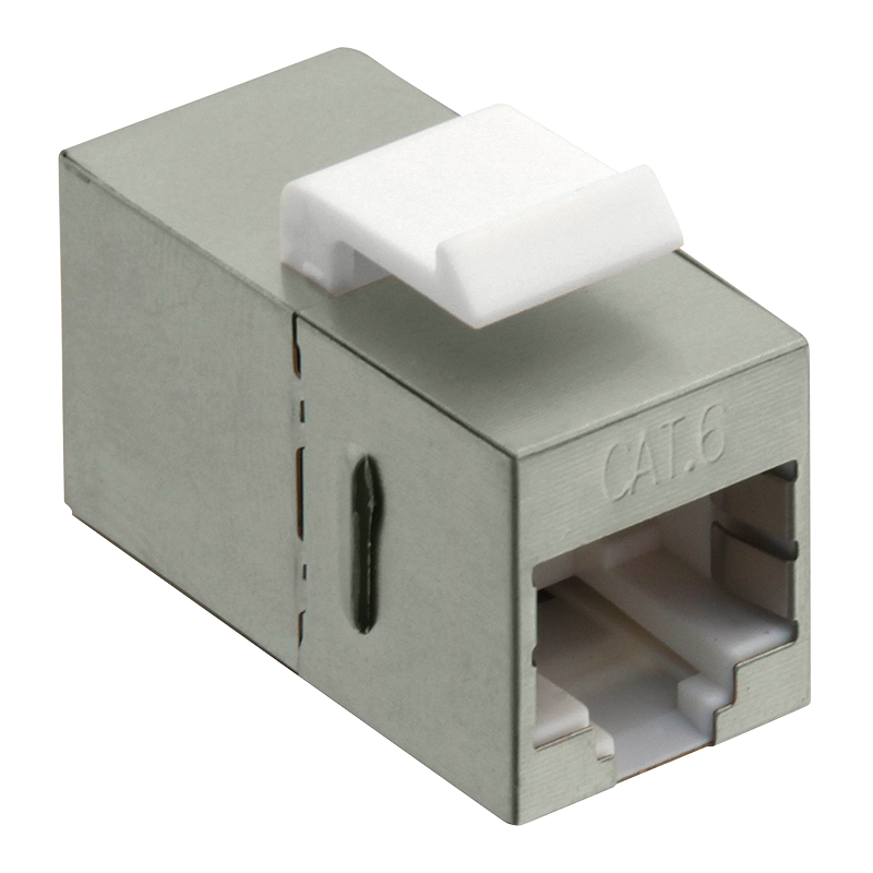 Cat.6 Keystone Kupplung 2 x RJ45 STP, 14,6 mm breit, Metallgehäuse