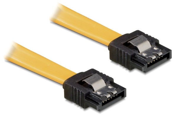 SATA 3 Gb/s Anschlusskabel 30cm gerade/gerade Metall, gelb, Delock® [82473]