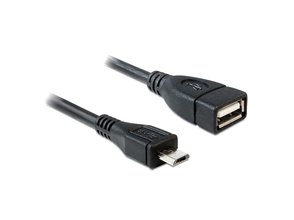 Anschlusskabel USB micro-B Stecker an USB-A Buchse OTG, schwarz, 0,5m, Delock® [83183]