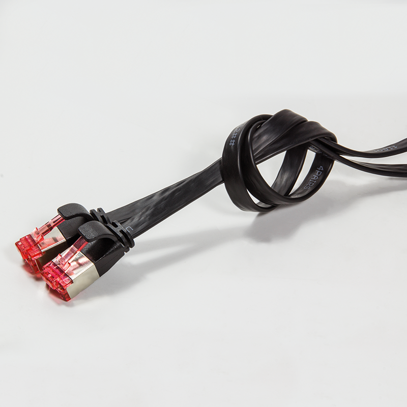 Patchkabel SlimLine, flach, Cat.6A, U/FTP, schwarz, 7,5 m