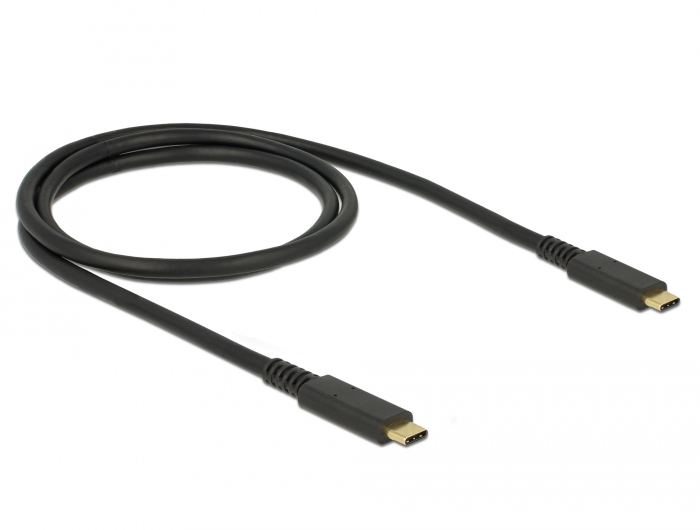 USB 3.1 Gen.2 (10 Gbps) Kabel, USB-C™ Stecker an USB-C™ Stecker, 3A E-Marker, koaxial, schwarz, 1m ,