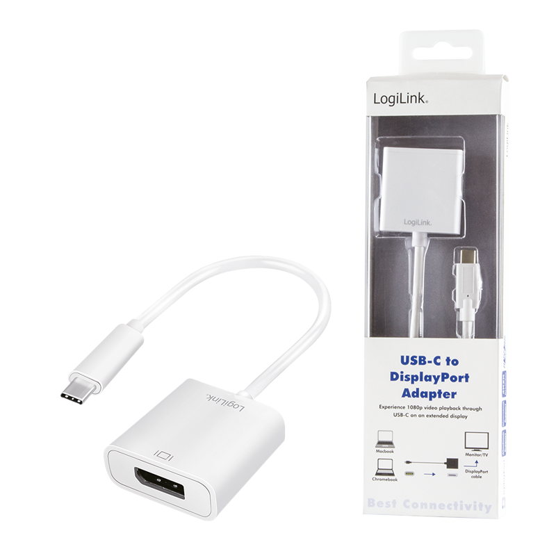USB 3.2 Gen1 Type-C Adapter, C/M zu DP/F, 4K/60 Hz, weiß, 0,15 m