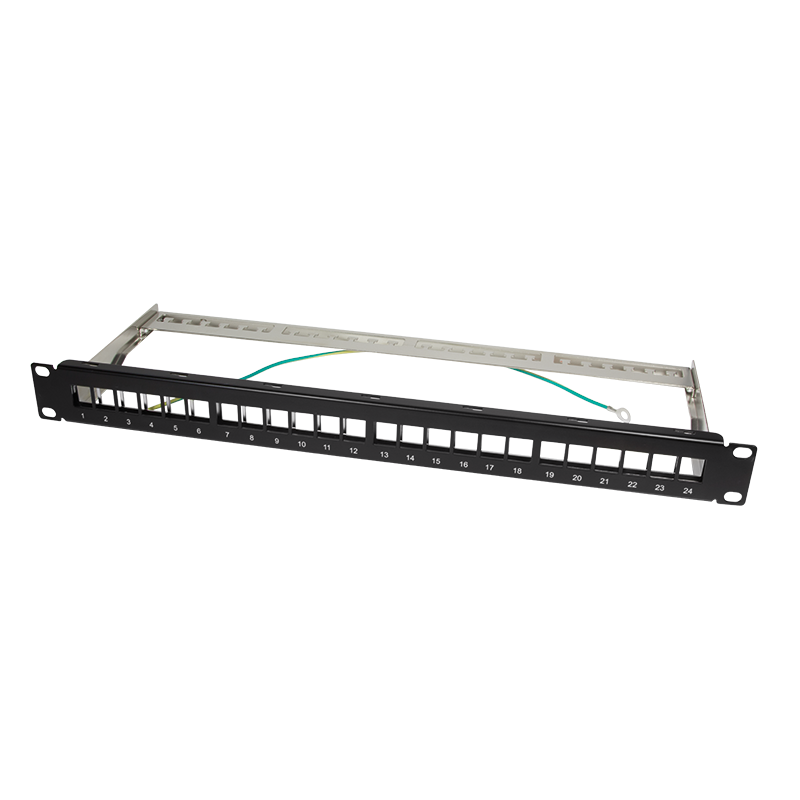 19" Patchpanel für 24 Keystone Module, 1 HE, unbestückt, schwarz