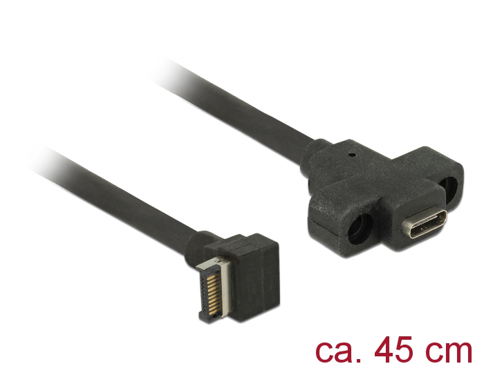 Kabel USB 3.1 Gen. 2 Key A 20 Pin Stecker an USB 3.1 Gen. 2 USB Type-C™  Buchse zum Einbau, 0,45 m, D