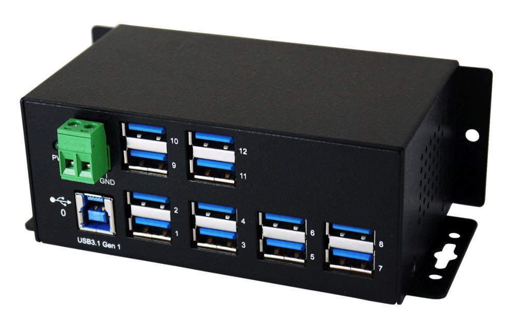 12 Port USB 3.0/ 3.1 (Gen.1) Metall HUB, 12x Buchse A, Upstr