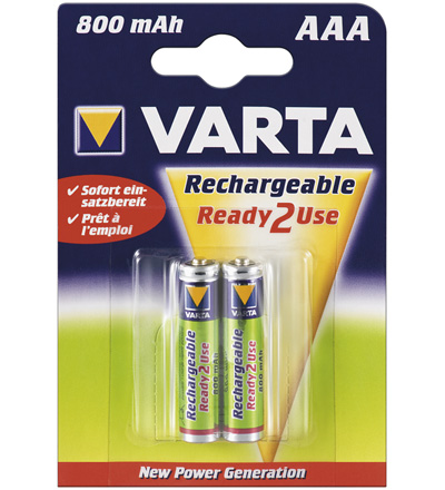 Varta® Akku (READY 2 USE) Ni-MH Micro (AAA) 1,2V 800mA (56703), 2er Pack in Blister