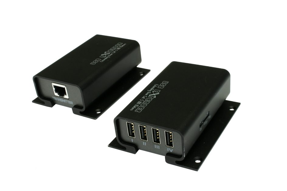 USB 2.0 Cat.5/6 Extender bis 100 Meter, 4-Port, ohne Treiber