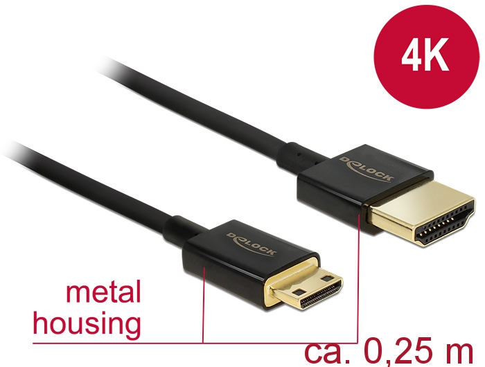 Kabel High Speed HDMI mit Ethernet, Stecker A an Stecker Min