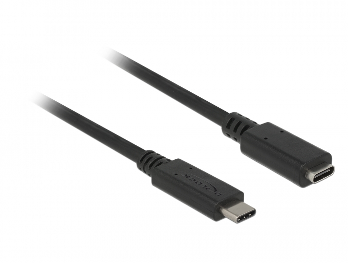 Verlängerungskabel SuperSpeed USB (USB 3.1 Gen.1), USB-C™ Stecker an USB-C™ Buchse, 3A, schwarz, 0,5