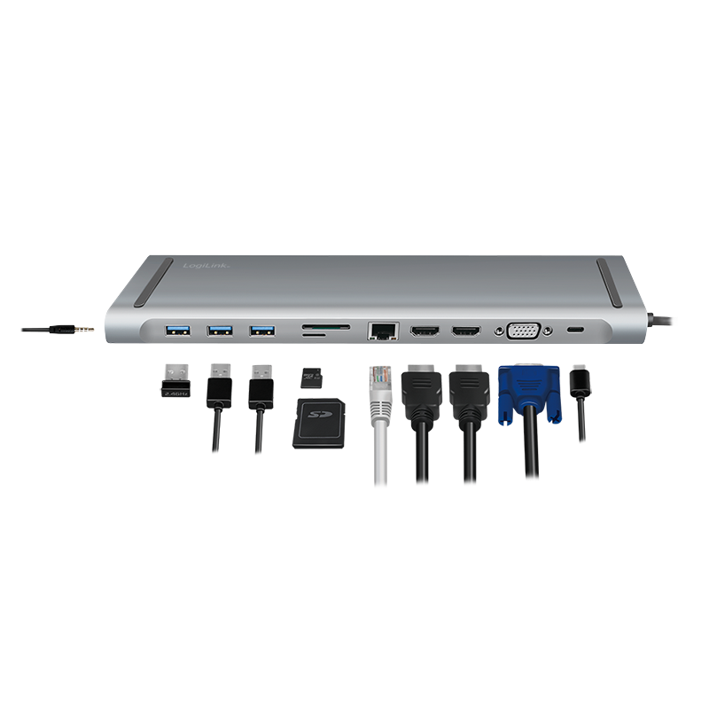 USB 3.2 Gen 1-Dockingstation, USB-C, 11-Port, PD, silver