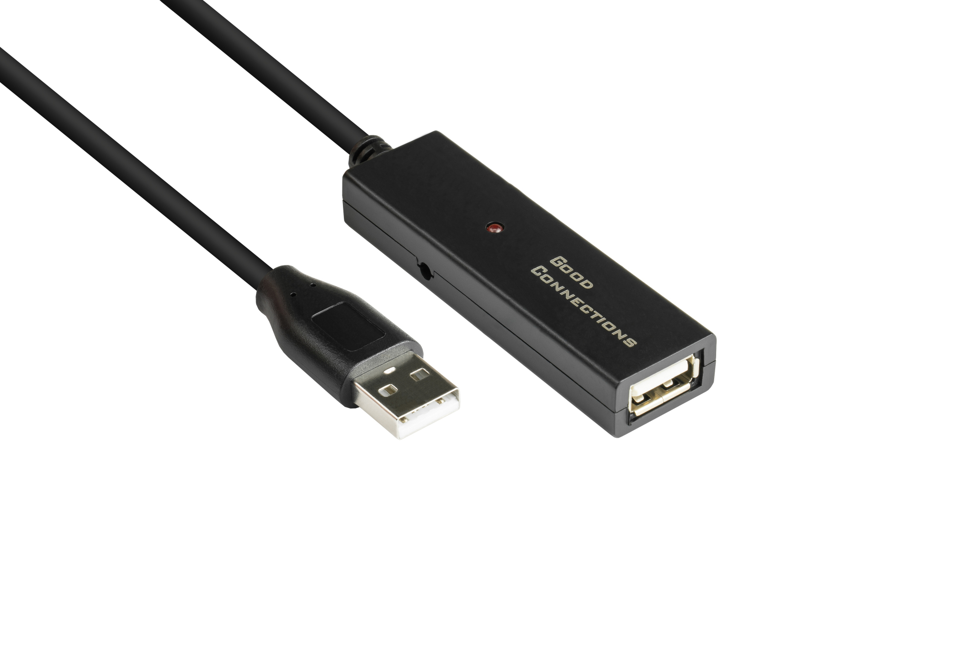 AKTIVES Verlängerungskabel USB 2.0, Stecker A an Buchse A, CU, schwarz, 20m, Good Connections®