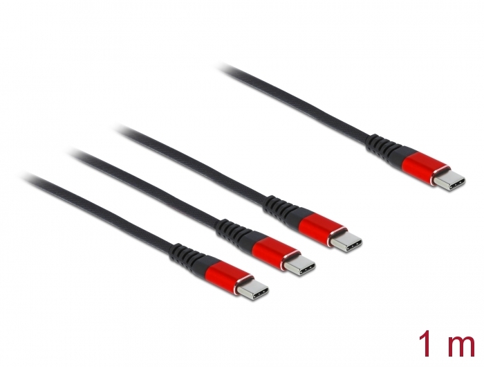 USB Ladekabel 3 in 1 USB Type-C™ zu 3 x USB Type-C™ 1 m, Delock® [86713]