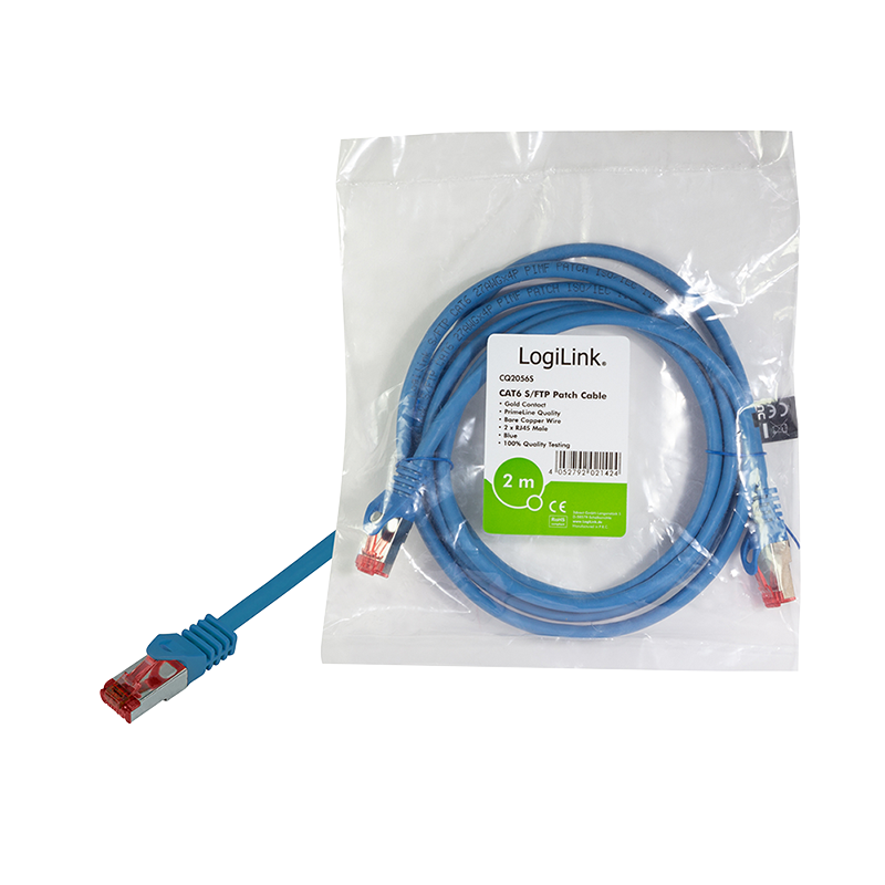 Patchkabel PrimeLine, Cat.6, S/FTP, blau, 1,5 m