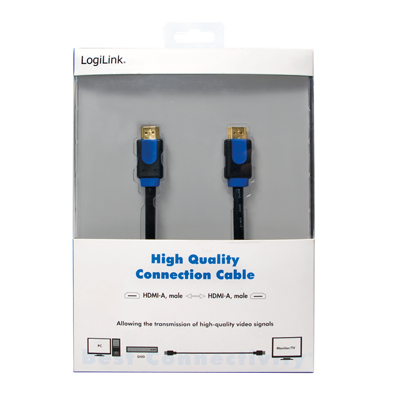 HDMI-Kabel, A/M zu A/M, 4K/30 Hz, schwarz/blau, 1 m