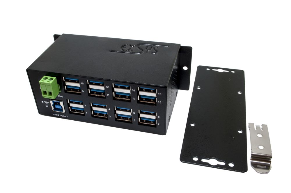 16 Port USB 3.0/ 3.1 (Gen.1) Metall HUB, 16x Buchse A, Upstr