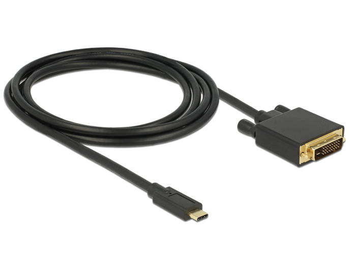 Kabel USB Type-C Stecker an DVI 24+1 Stecker (DP Alt Mode), 4K 30Hz, schwarz, 2m, Delock® [85321]