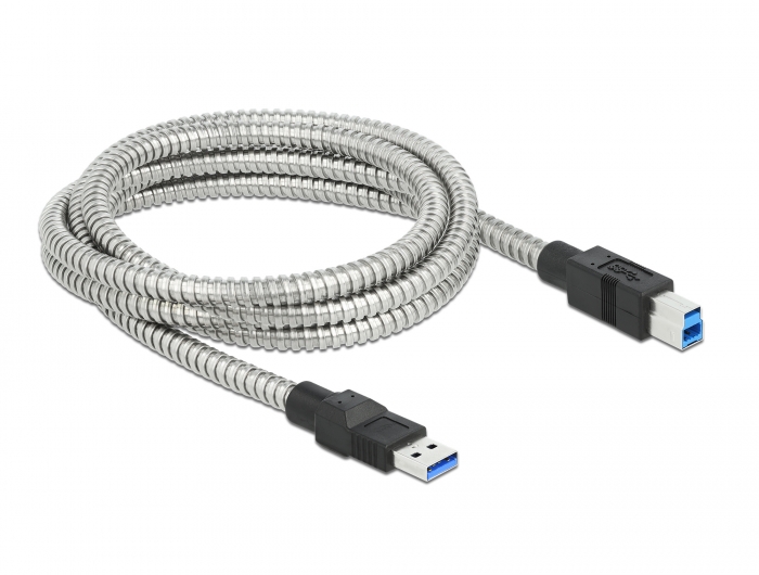 USB 3.2 Gen 1 Kabel Typ-A Stecker zu Typ-B Stecker mit Metallmantel 2 m, Delock® [86779]