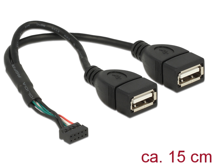 DELOCK 88104: USB 2.0 Kabel, 2x A Stecker auf 2x A Buchse, Einbau