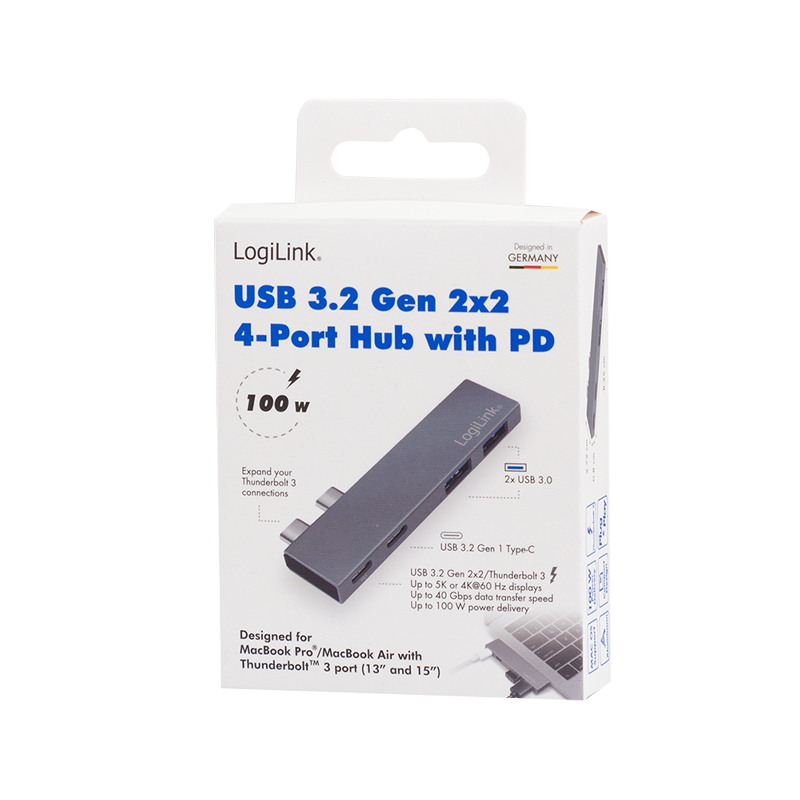 USB 3.2 Gen2x2 Dockingstation, 4-Port, PD, silber