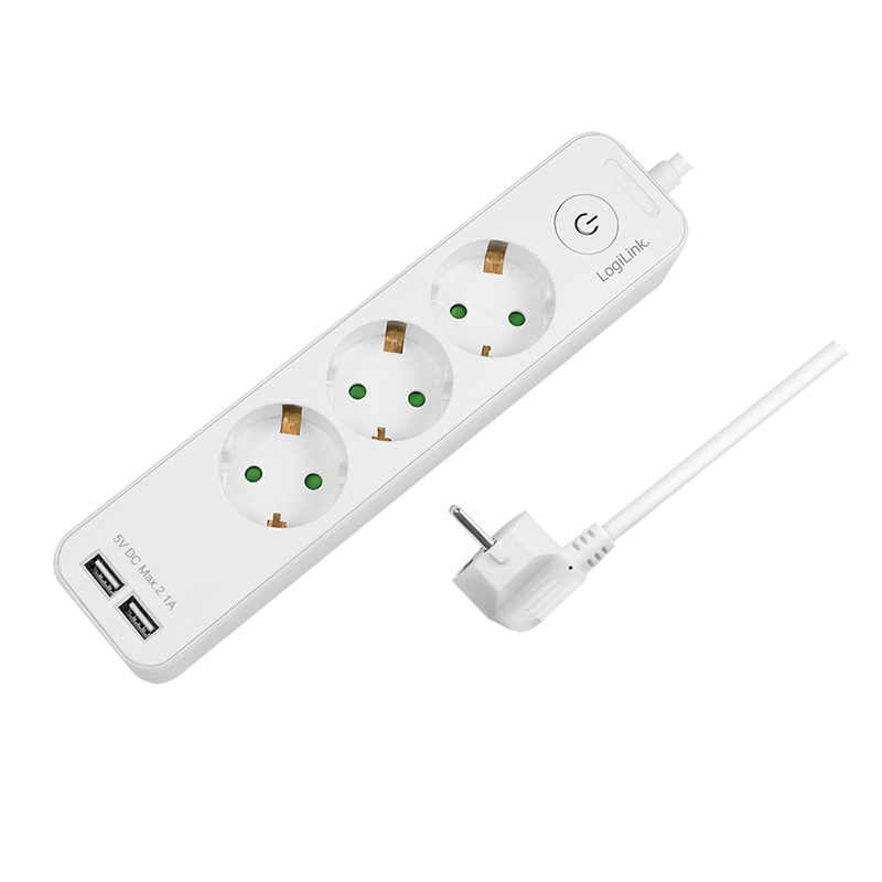 Steckdosenleiste 3-fach mit USB Ladebuchse weiß