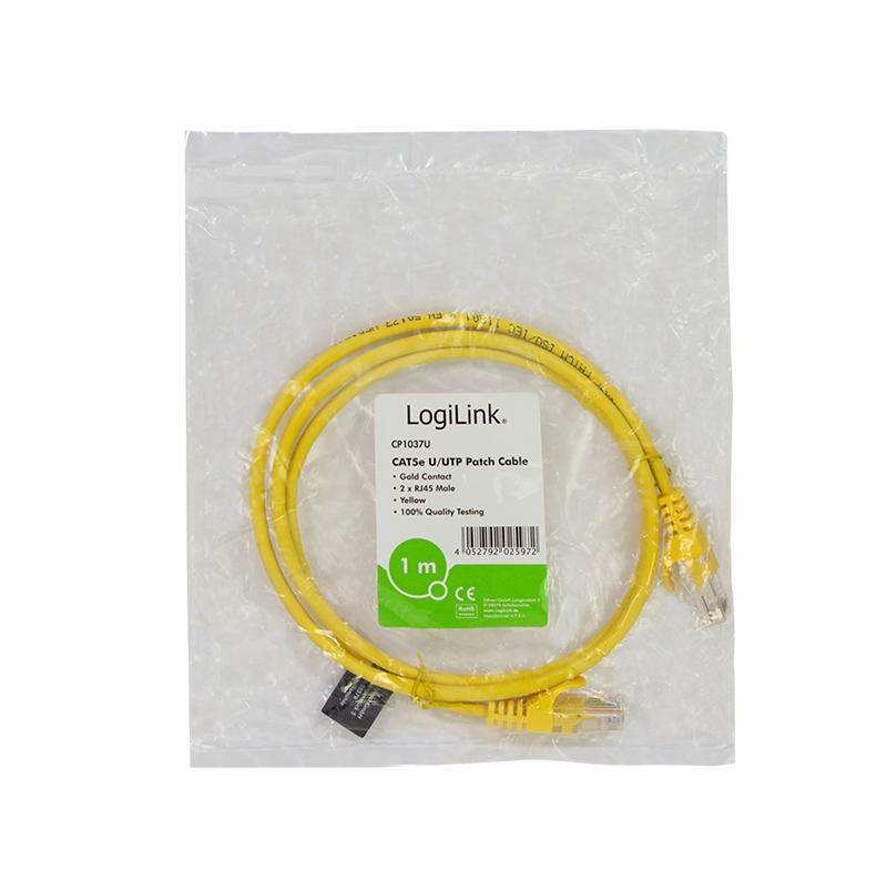 Patchkabel EconLine, Cat.5e, U/UTP, gelb, 1 m