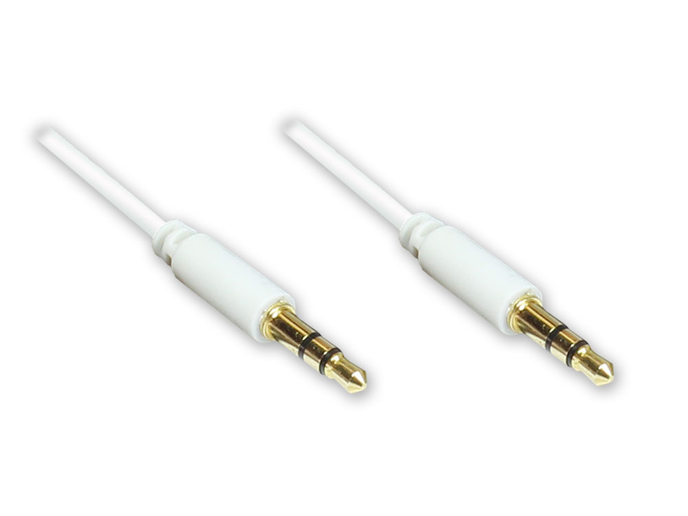 Anschlusskabel Klinke 3,5mm Stecker an Stecker (3polig), Slim-Ausführung, weiß, 3m, Good Connections