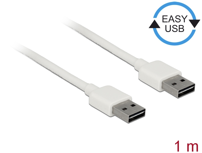 Kabel EASY-USB 2.0 Typ-A Stecker an EASY-USB 2.0 Typ-A Stecker, weiß, 1 m, Delock® [85193]