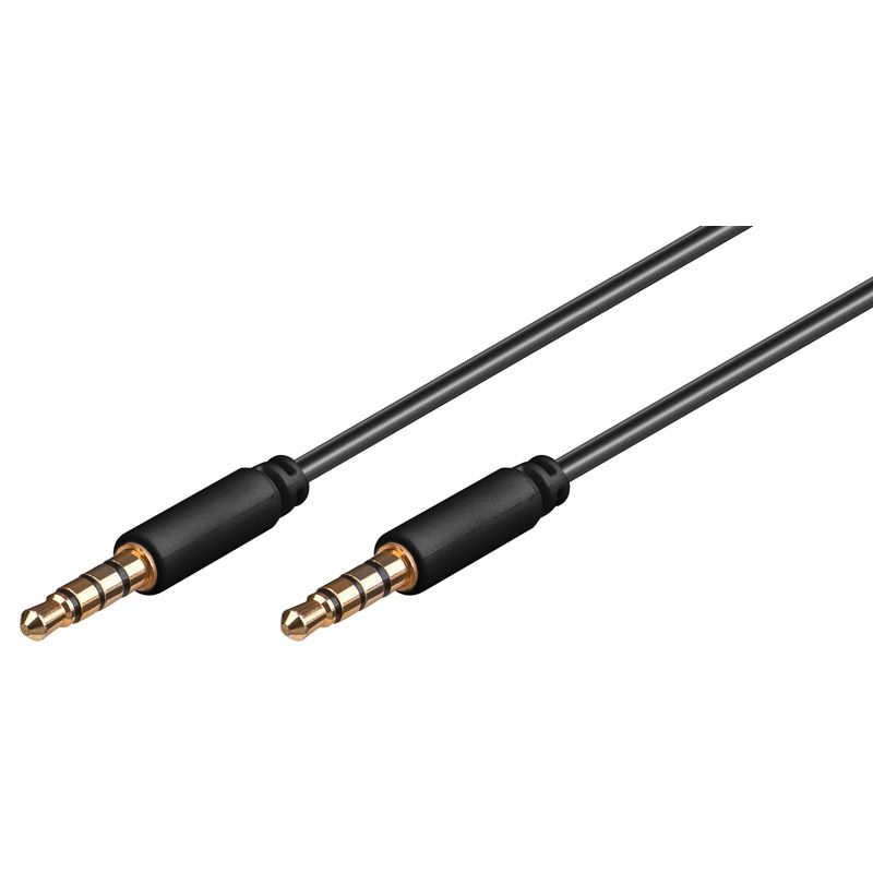 Klinkenkabel, 3,5mm Stecker an Stecker, 4-polig, vergoldete Kontakte, schwarz, 3m, Good Connections®