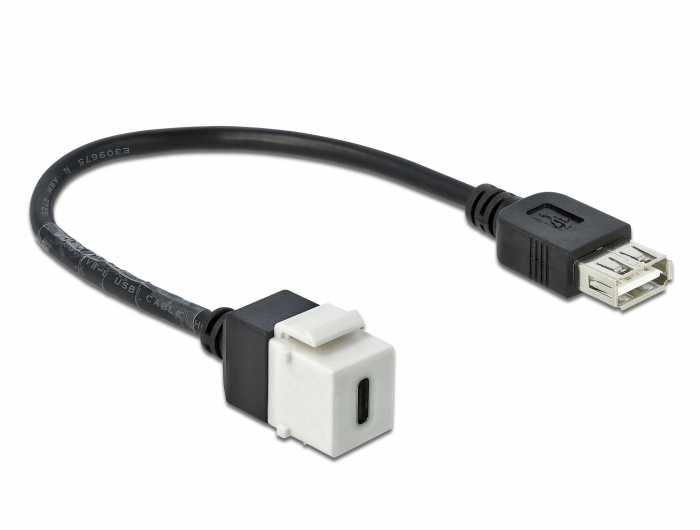 Keystone Modul USB 2.0 C Buchse an USB 2.0 A Buchse mit Kabel, Delock® [86391]