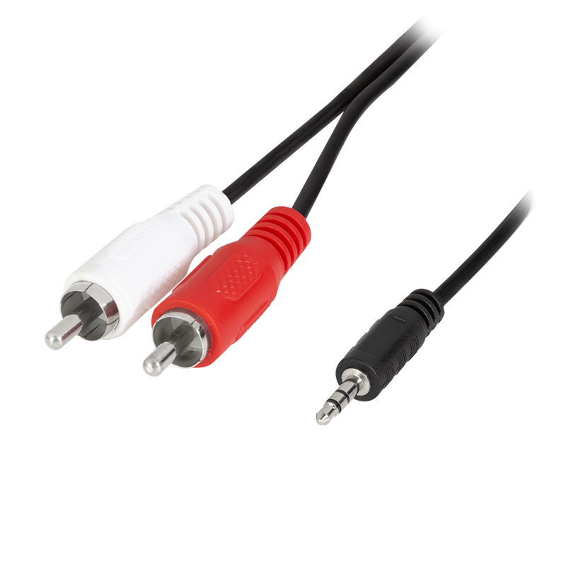 Audio-Kabel, 3,5 mm 3-Pin/M zu 2x Cinch/M, schwarz, 5 m