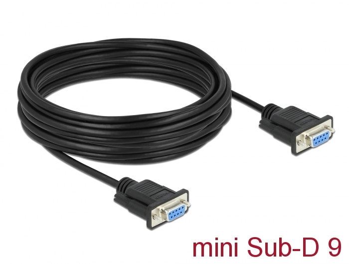 Seriell Kabel RS-232 D-Sub9 Buchse zu Buchse Nullmodem mit schmalem Steckergehäuse 10 m, Delock® [86