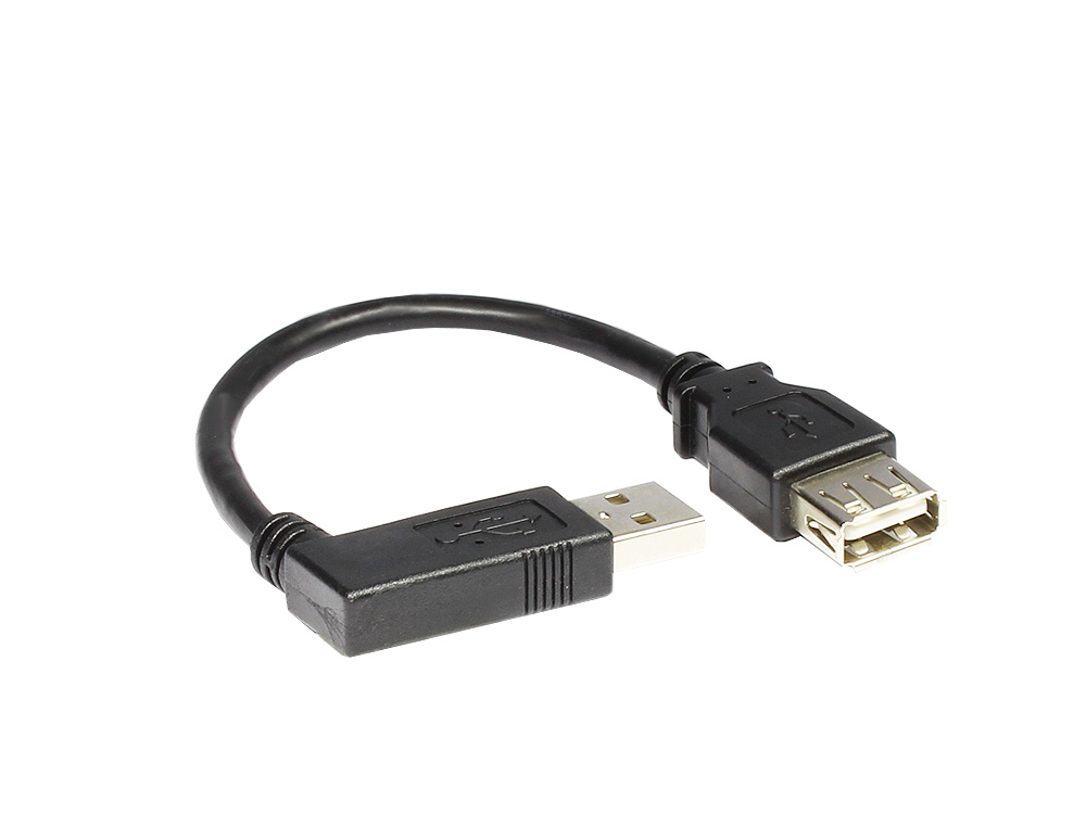 Verlängerung USB 2.0 Stecker A 90° nach links abgewinkelt an Buchse A, 0,15m, Good connections®