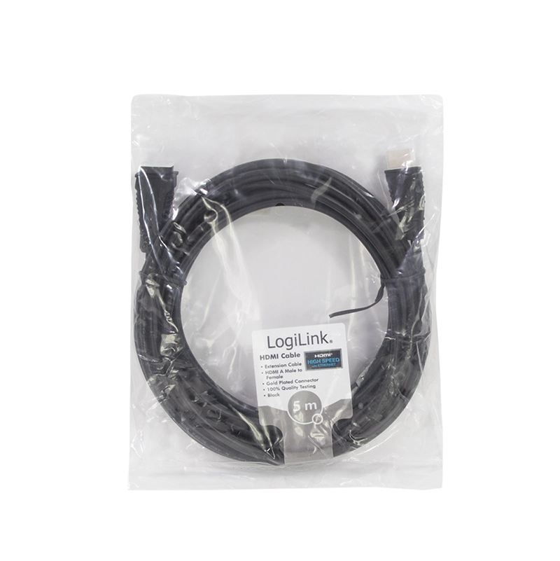 HDMI-Kabel, A/M zu A/F, 4K/30 Hz, schwarz, 5 m