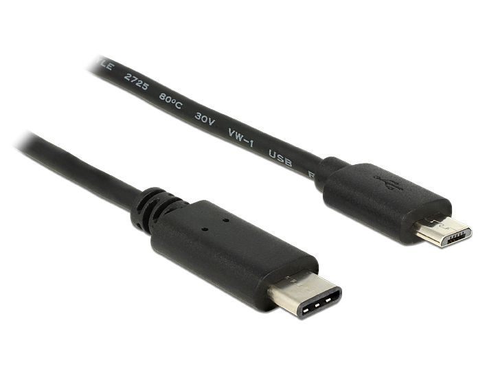 USB Kabel 2.0, USB-C™ Stecker an USB 2.0 Micro-B Stecker, schwarz, 1m, Delock® [83602]