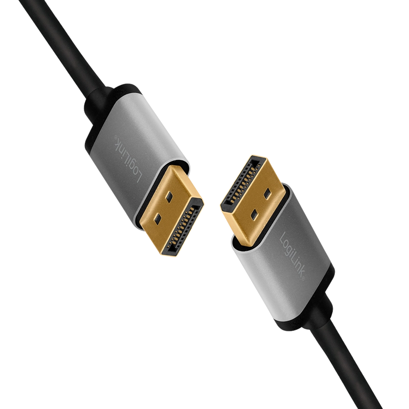 DisplayPort-Kabel, DP/M zu DP/M, 4K/60 Hz, Alu, schwarz/grau, 2 m