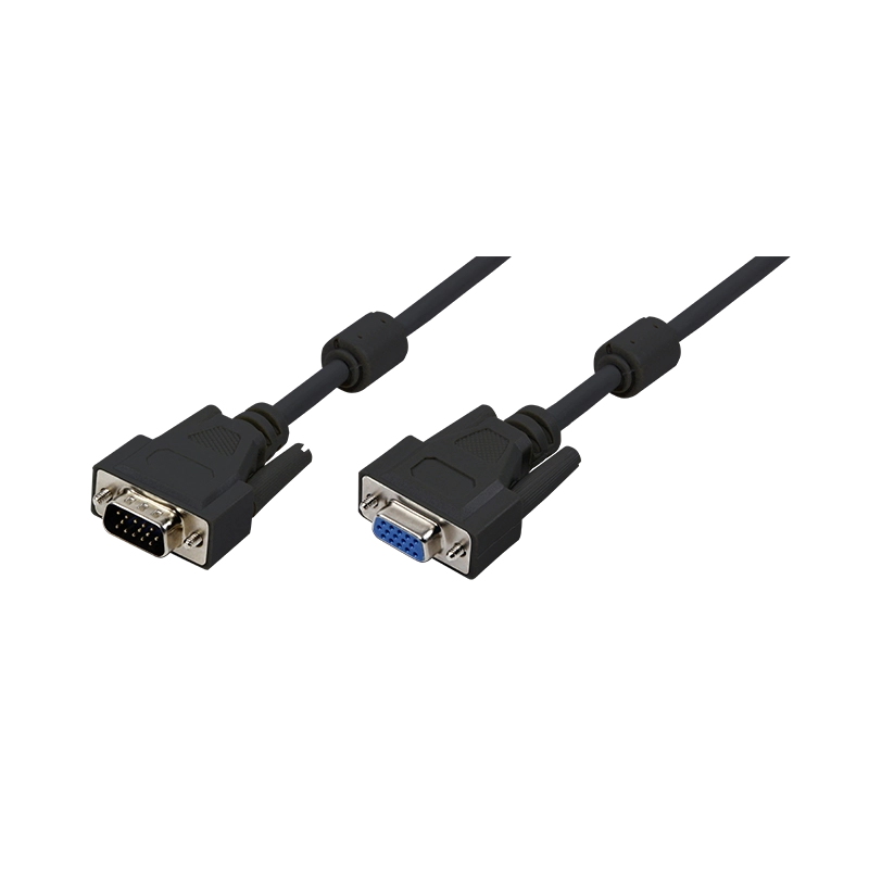VGA-Kabel, HD15/M zu HD15/F, 1080p, 2x Ferrit, schwarz, 1,8 m