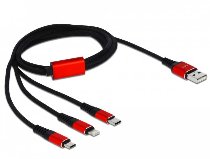USB Ladekabel 3 in 1 für Lightning™ / Micro USB / USB Type-C™ 1 m , Delock® [85892]