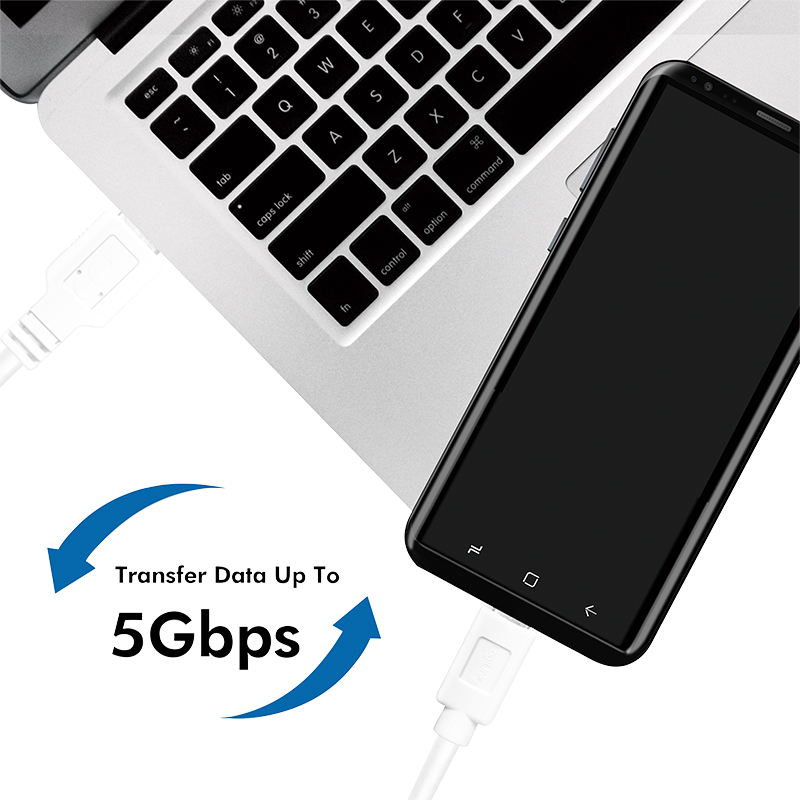 USB 3.2 Gen1 Type-C Kabel, C/M zu USB-A/M, weiß, 2 m