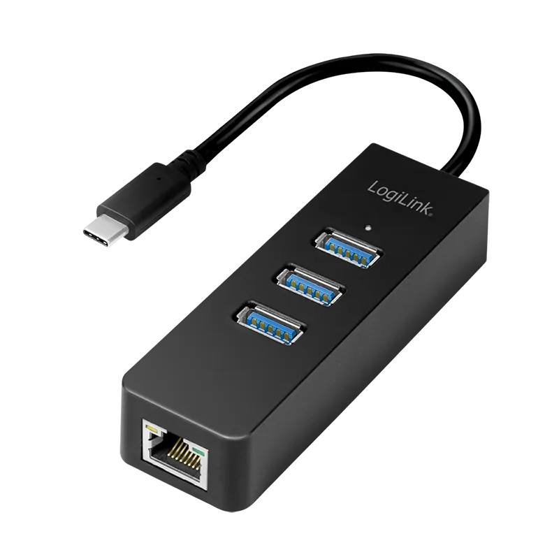 USB 3.2 Gen1 USB-C Adapter zu 1x RJ45 und 3x USB 3.0