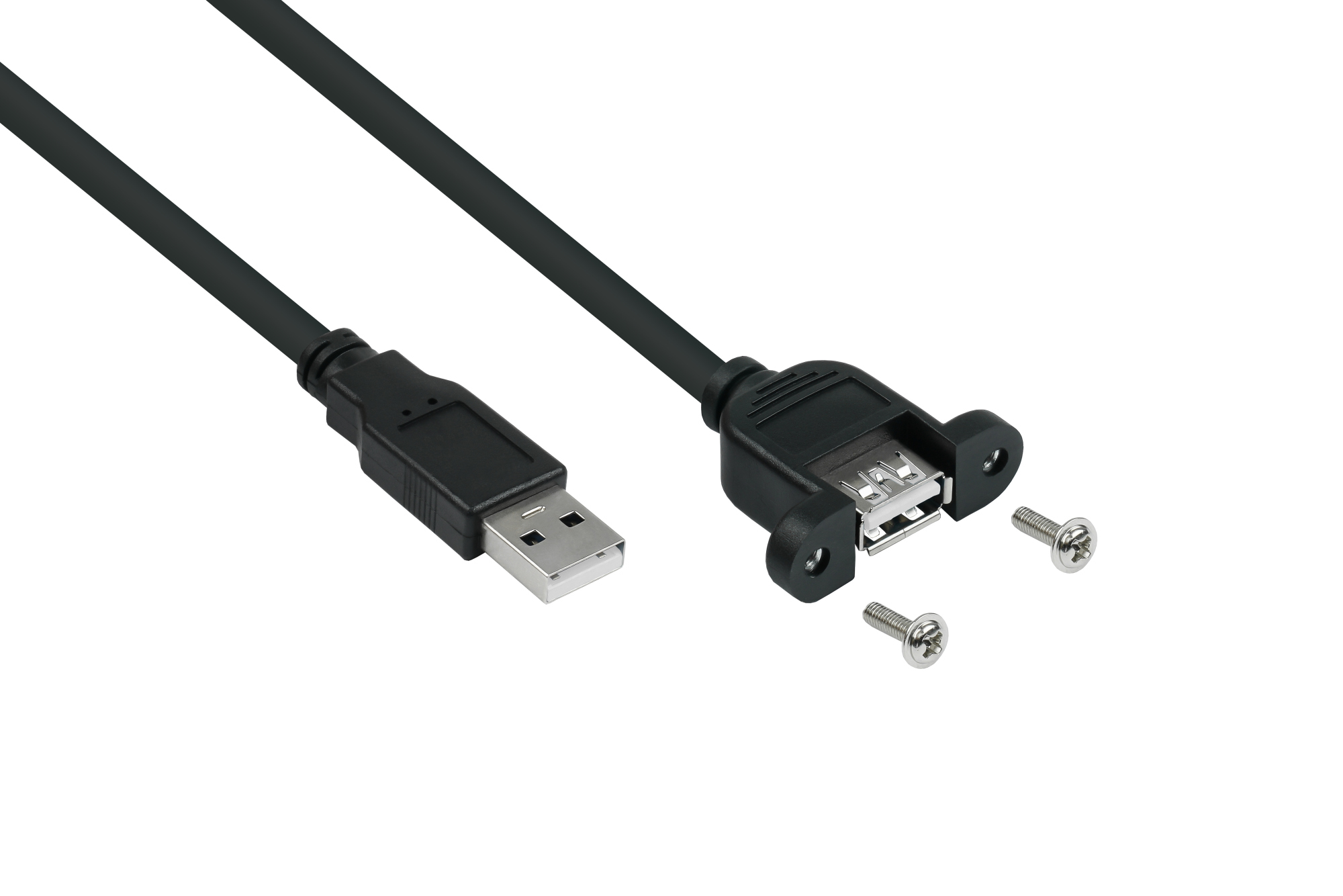 kabelmeister® Einbau-Verlängerungskabel USB 2.0 Stecker A an Einbaubuchse A, Premium, DATA AWG28 / P