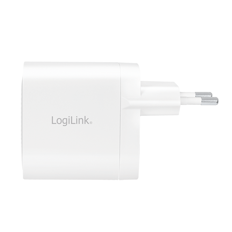 Dual-USB-Steckdosenadapter, GaN, 2x USB-C (PD), 40 W, weiß