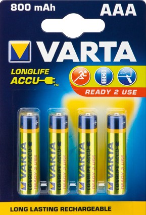 Varta® Akku (READY 2 USE) Ni-MH Micro (AAA) 1,2V 800mA (56703), 4er Pack in Blister